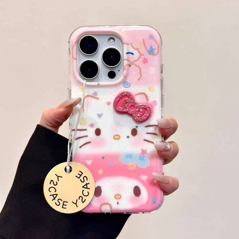 Mobile Tech Accessories - Creatieve anime-telefoonhoes met kat- en konijnenmotief